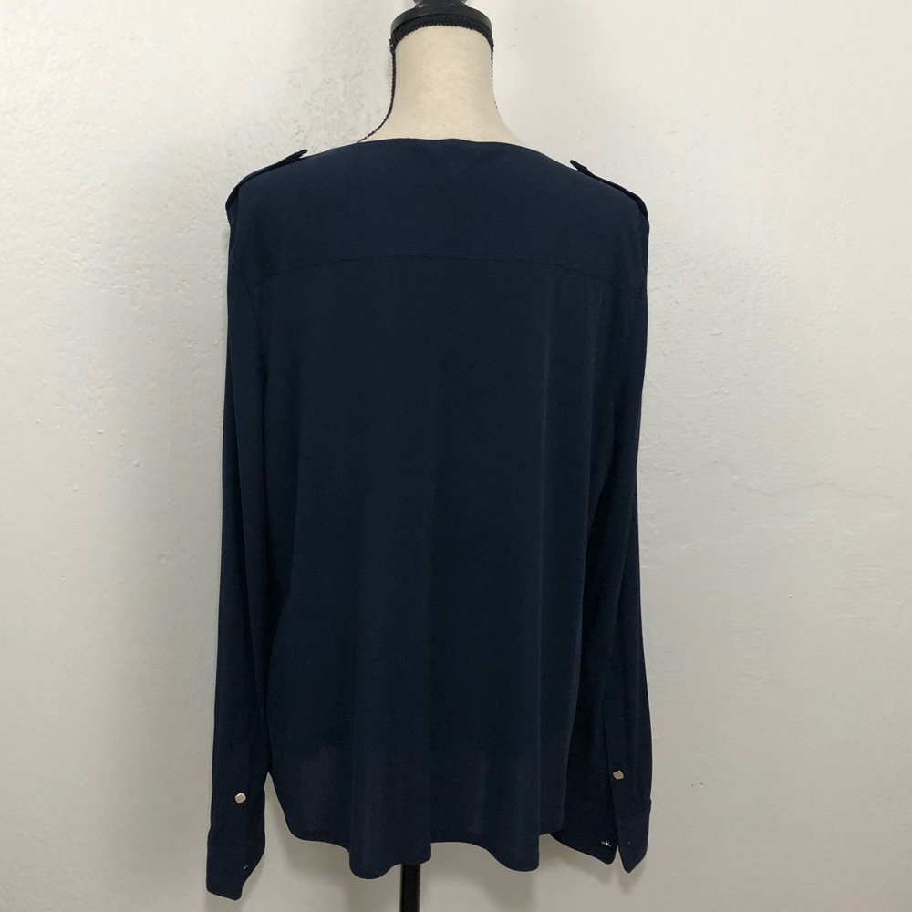 Worthington Blue Silk Button Up - Picture 4 of 6